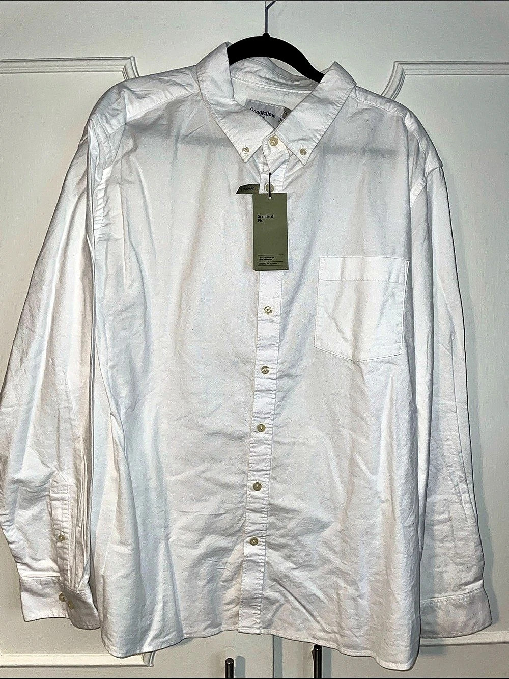 Goodfellow & Co Long Sleeve Button-Down Shirt Standard Fit White XXL